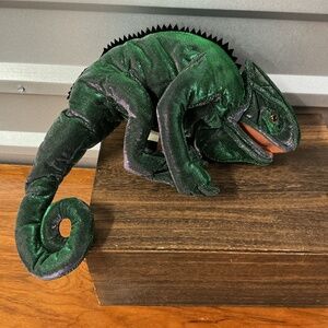Folkmanis Shimmery Green Independent Eyes Tongue Chameleon Hand Puppet